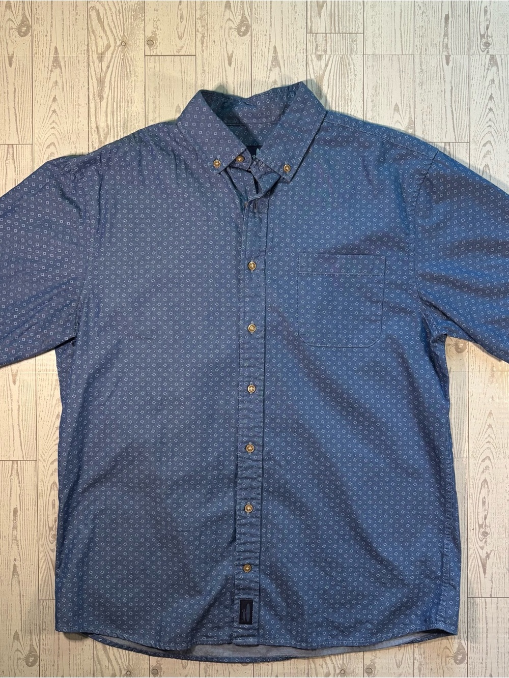 Johnnie-O Blue Geometric Print Short Sleeve Button Down Shirt Men's Medium